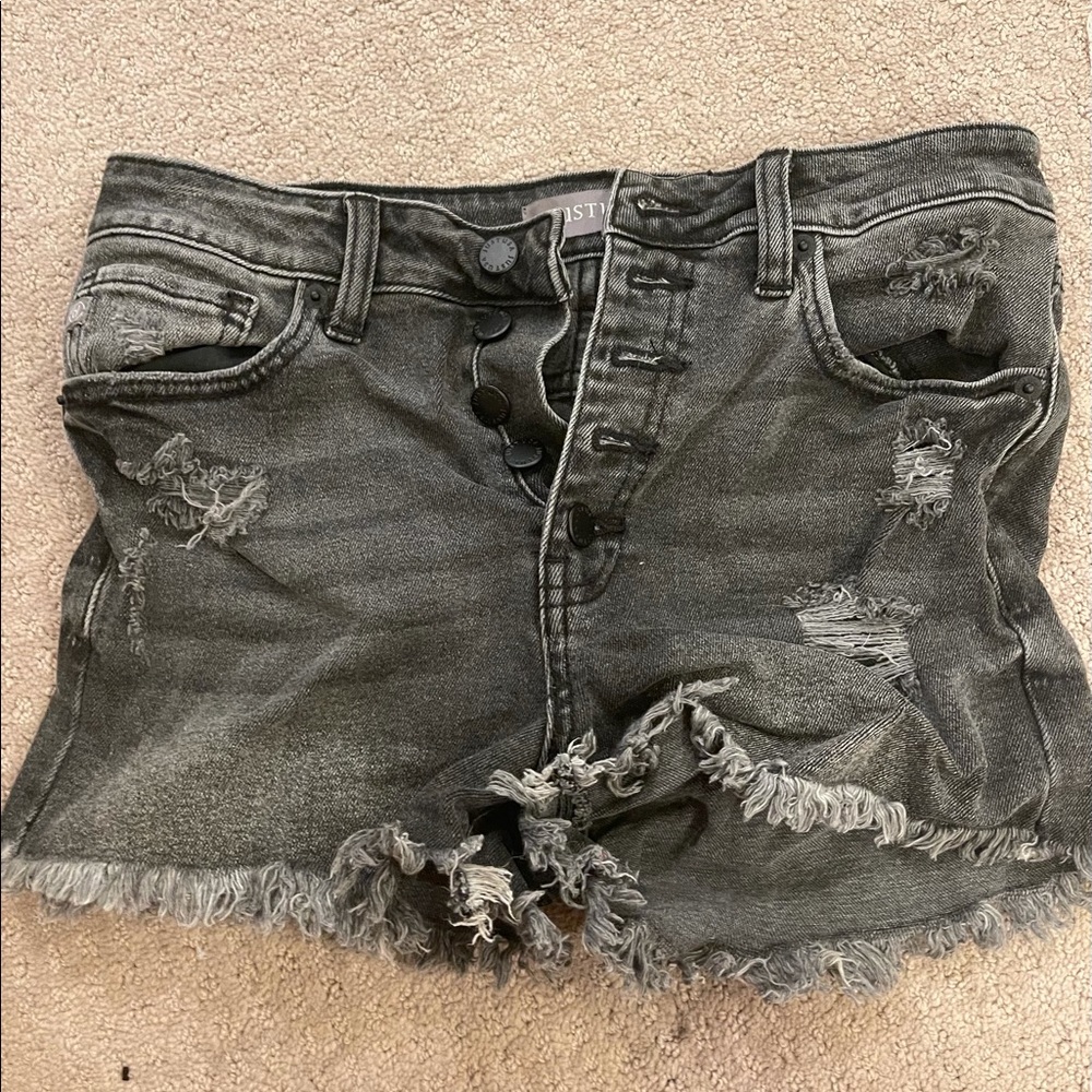 black jean shorts